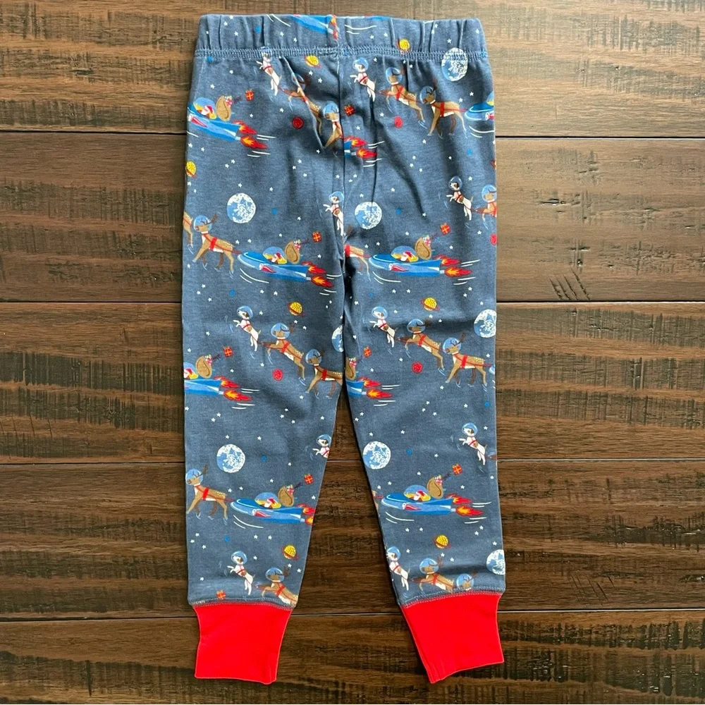 Mini Boden Blue Space Santa Long John Pajama Set NWT